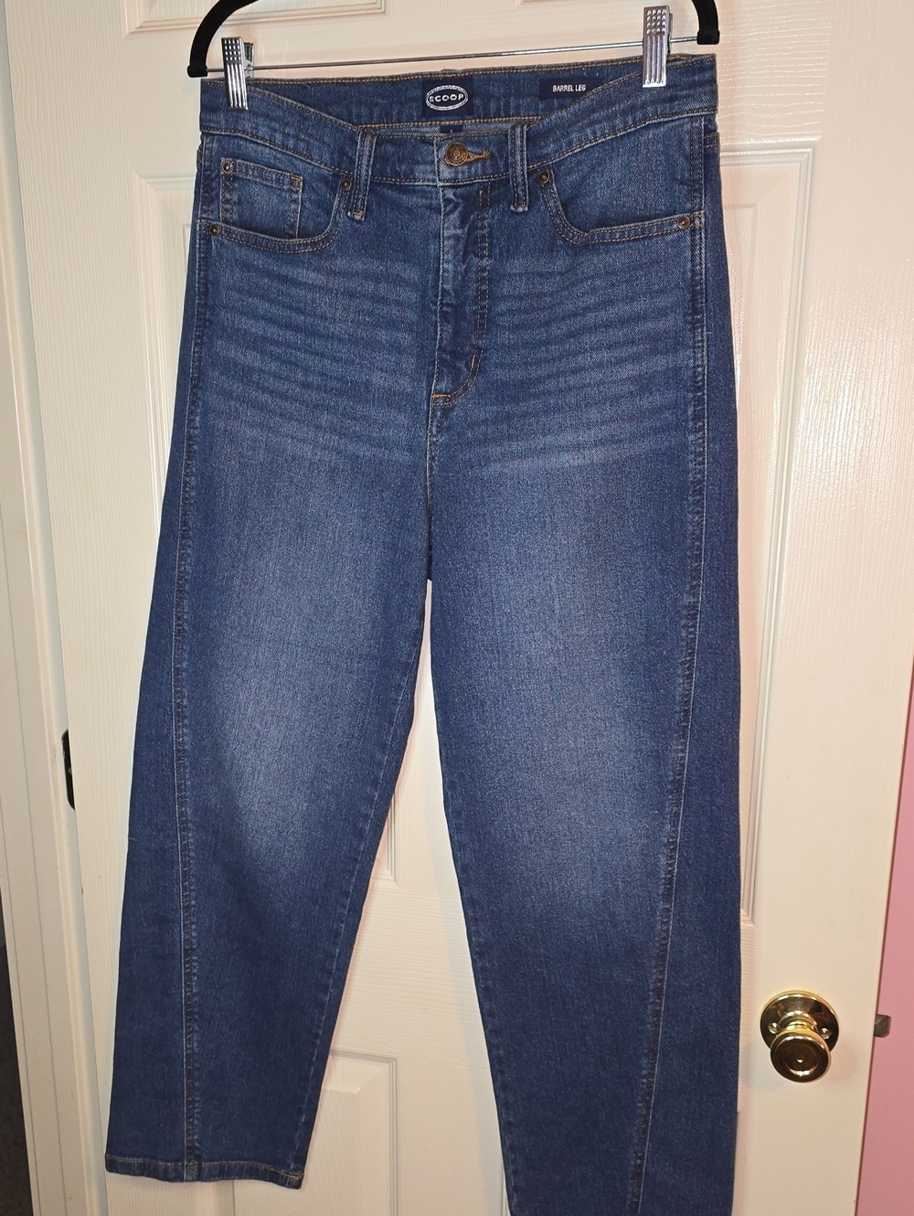 High-Rise Barrel Leg Jeans in Medium Blue —‎ Women